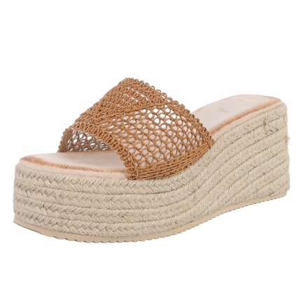 Damen Keilsandaletten - camel - 12 Paar