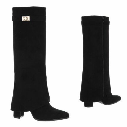 Damen High-Heel Stiefel - blacksuede