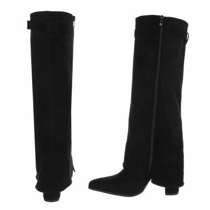 Damen High-Heel Stiefel - blacksuede