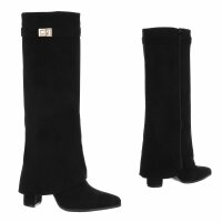 Damen High-Heel Stiefel - blacksuede