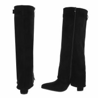 Damen High-Heel Stiefel - blacksuede