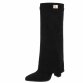 Damen High-Heel Stiefel - blacksuede Gr. 37