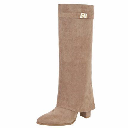 Damen High-Heel Stiefel - khakisuede