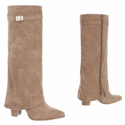 Damen High-Heel Stiefel - khakisuede