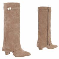 Damen High-Heel Stiefel - khakisuede