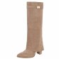Damen High-Heel Stiefel - khakisuede Gr. 36