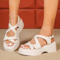 Damen Keilsandaletten - beige