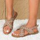 Damen Flache Sandalen - khaki