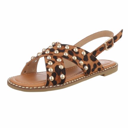 Damen Flache Sandalen - leopard Gr. 39
