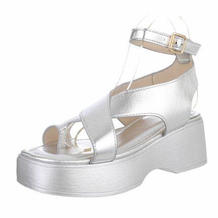 Damen Keilsandaletten - silver - 12 Paar