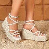 Damen Keilsandaletten - beige