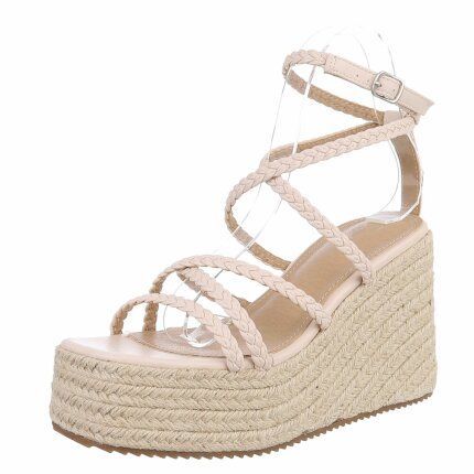 Damen Keilsandaletten - beige - 12 Paar