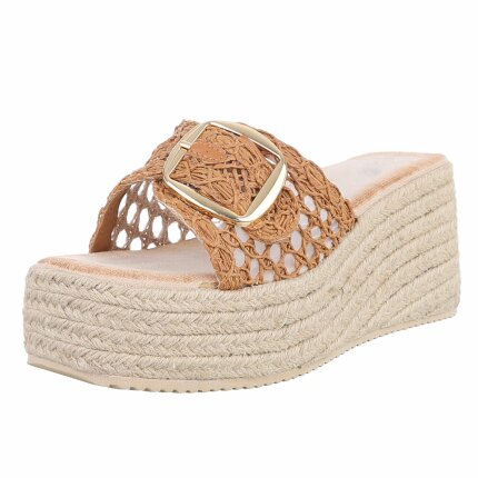 Damen Keilsandaletten - camel - 12 Paar