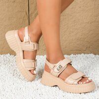 Damen Keilsandaletten - beige