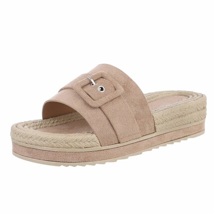 Damen Pantoletten - khaki - 12 Paar