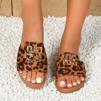 Damen Pantoletten - leopard
