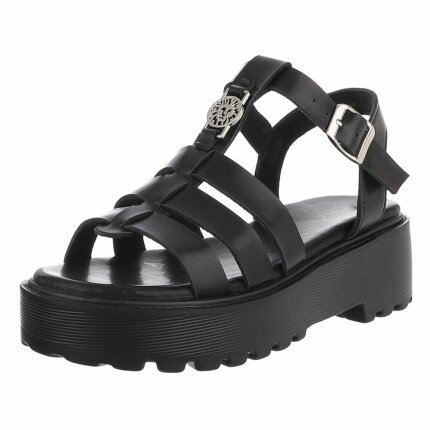 Damen Keilsandaletten - black - 12 Paar