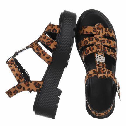 Damen Keilsandaletten - leopard