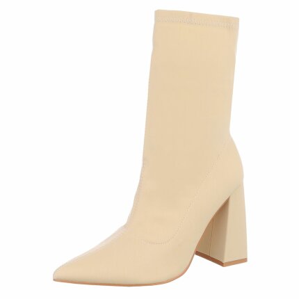Damen High-Heel Stiefeletten - beige Gr. 40