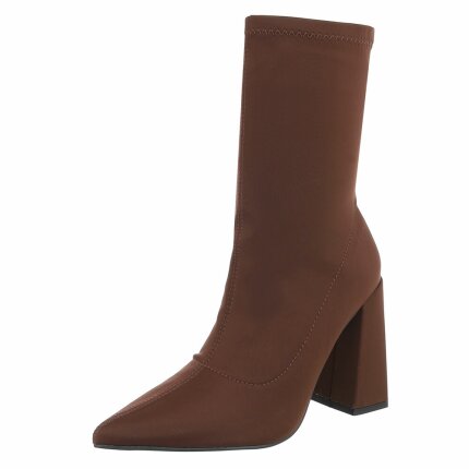 Damen High-Heel Stiefeletten - brown Gr. 38