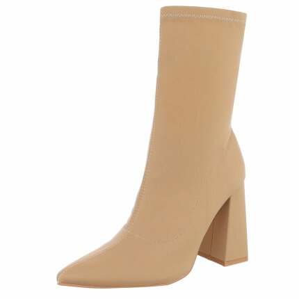 Damen High-Heel Stiefeletten - khaki Gr. 36