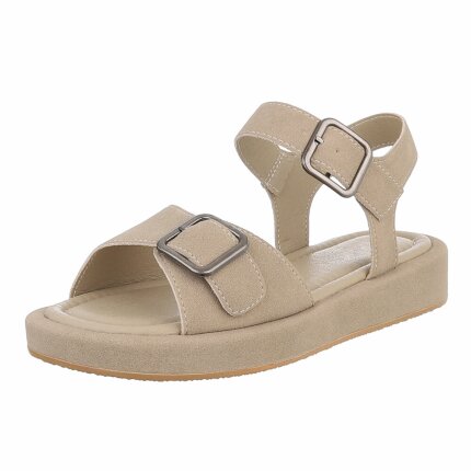 Damen Keilsandaletten - khaki Gr. 37