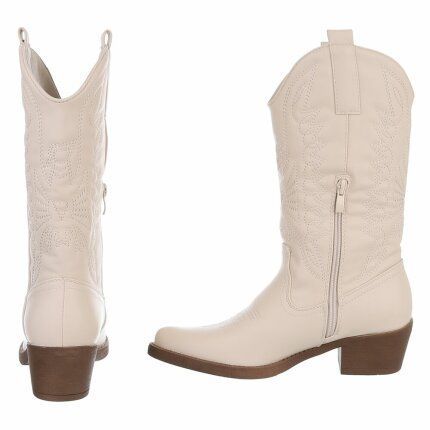 Damen Western- & Bikerboots - beigepu