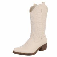 Damen Western- & Bikerboots - beigepu