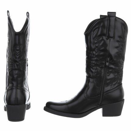 Damen Western- & Bikerboots - blackpu