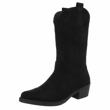 Damen Western- & Bikerboots - blacksuede Gr. 38