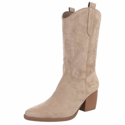 Damen Western- & Bikerboots - khakisuede Gr. 38