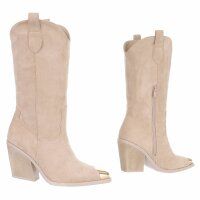 Damen Western- & Bikerboots - beigesuede