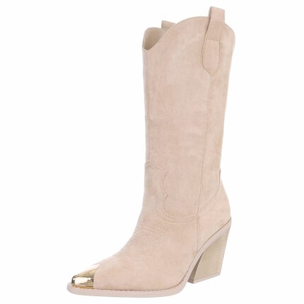 Damen Western- & Bikerboots - beigesuede Gr. 38