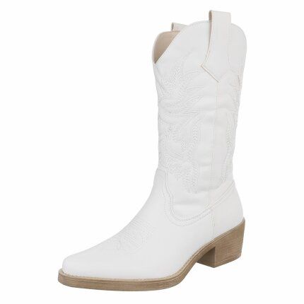 Damen Western- & Bikerboots - whitepu