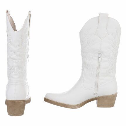 Damen Western- & Bikerboots - whitepu