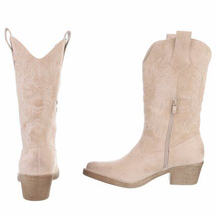 Damen Western- & Bikerboots - beigesuede