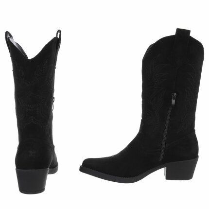 Damen Western- & Bikerboots - blacksuede