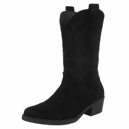 Damen Western- & Bikerboots - blacksuede Gr. 39