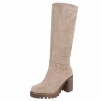 Damen High-Heel Stiefel - khakisuede