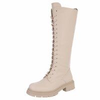 Damen Schnürstiefel - beigepu