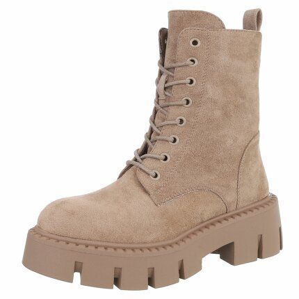 Damen Schnürstiefeletten - khakisuede