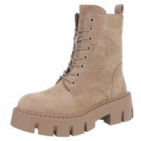 Damen Schnürstiefeletten - khakisuede