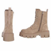 Damen Schnürstiefeletten - khakisuede