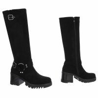 Damen High-Heel Stiefel - blacksuede