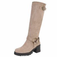 Damen High-Heel Stiefel - khakisuede
