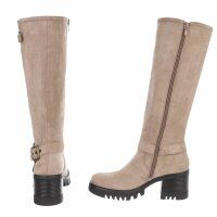 Damen High-Heel Stiefel - khakisuede