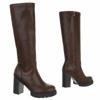 Damen High-Heel Stiefel - brownpu