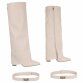 Damen High-Heel Stiefel - beige
