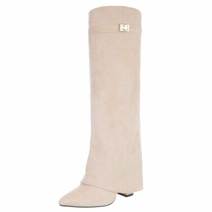 Damen High-Heel Stiefel - beige