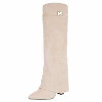 Damen High-Heel Stiefel - beige